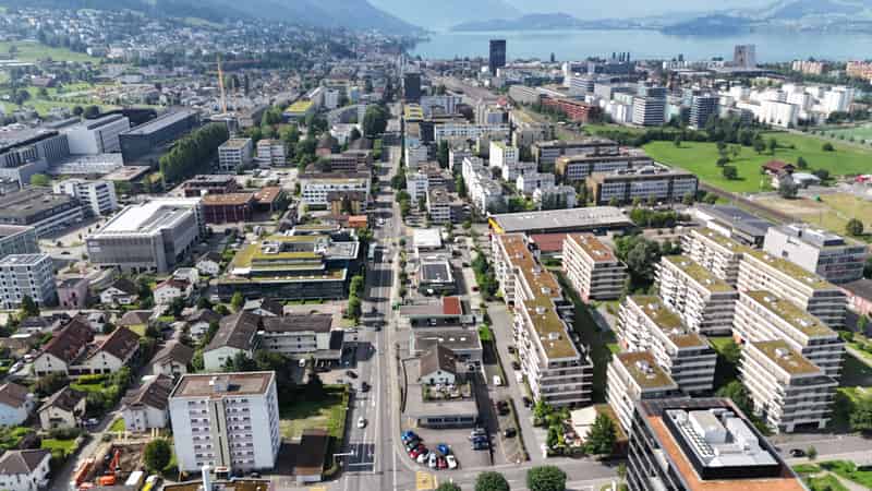 Zugerstrasse Baar-Zug Luftaufnahme