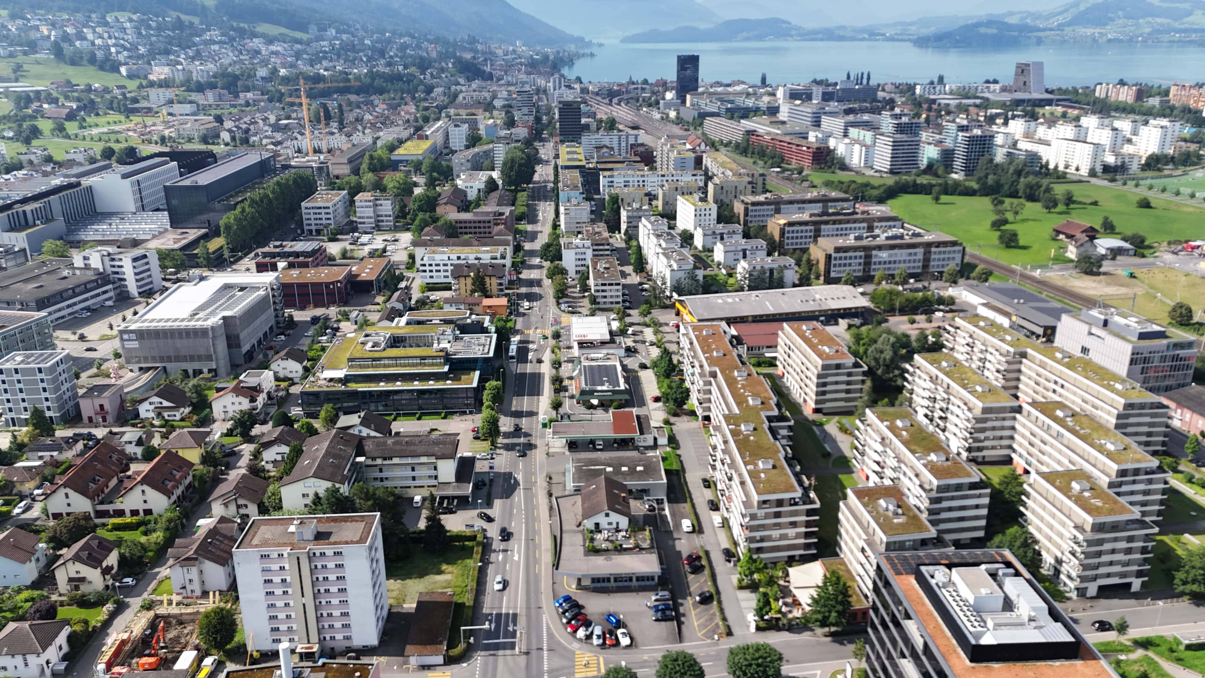 Zugerstrasse Baar-Zug Luftaufnahme
